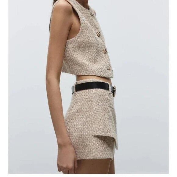 ZARA BELTED TEXTURED SKORT - Picture 7 of 8